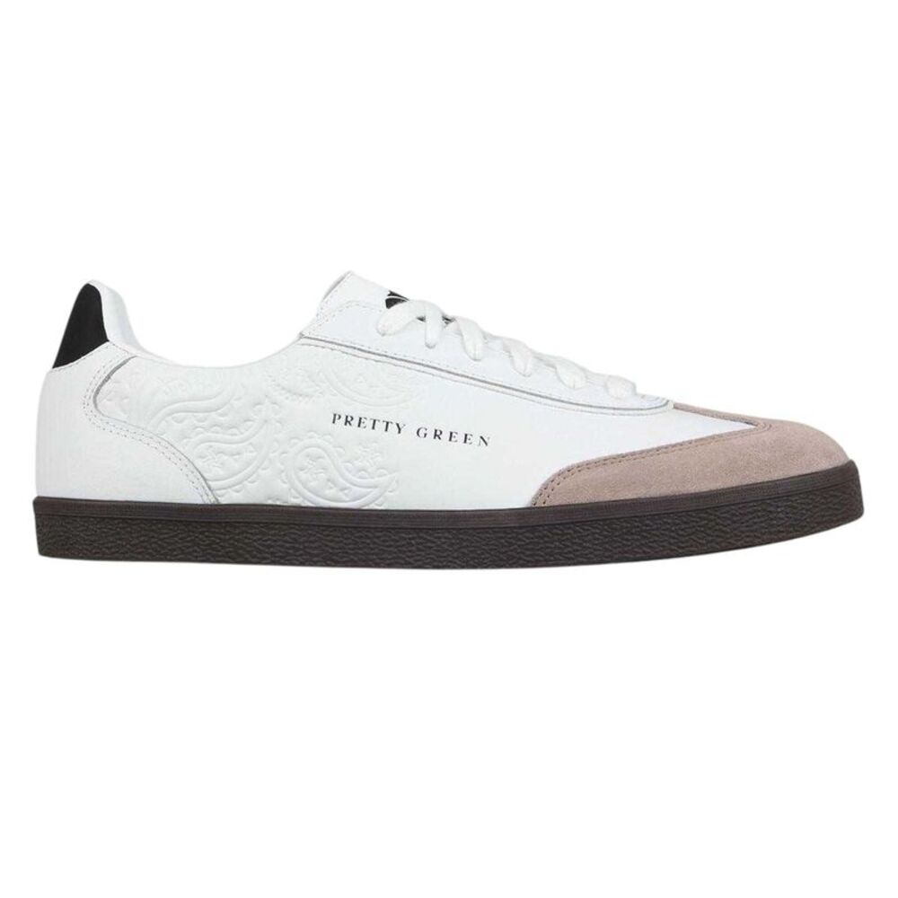 Pretty Green Mens Moorgate Leather Sneakers / White